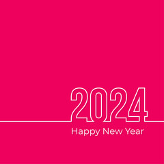 Creative happy new year 2024 design card. Vector illustration on red background