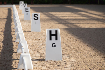 detail of the signs with letters used in classical horse dressage