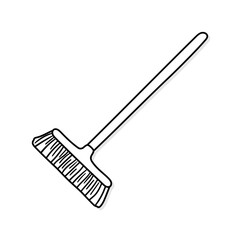 Broom vector icon in doodle style. Symbol in simple design. Cartoon object hand drawn isolated on white background.