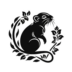 Rat Icon, Mouse Portrait Isolated, Chinese Horoscope Minimal Rat Symbol Isolated on White