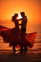 A Romantic Dance Under the Setting Sun