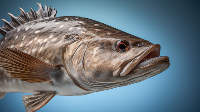 Fresh payara fish isolated on flat surface with copy space. Creative concept for sport fishing or gourmet cuisine, slave fishing.