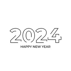 Happy new year 2024 template text logo design. Vector celebration typography poster, banner, web site or greeting card.
