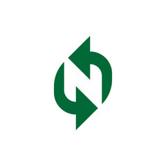Letter N arrow recycle logo icon design vector illustration template