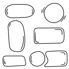 Set of freehand drawn horizontal and vertical rectangles and squares drawn by felt-tip pen. Text box and frames. Vector illustration. - obrazy, fototapety, plakaty