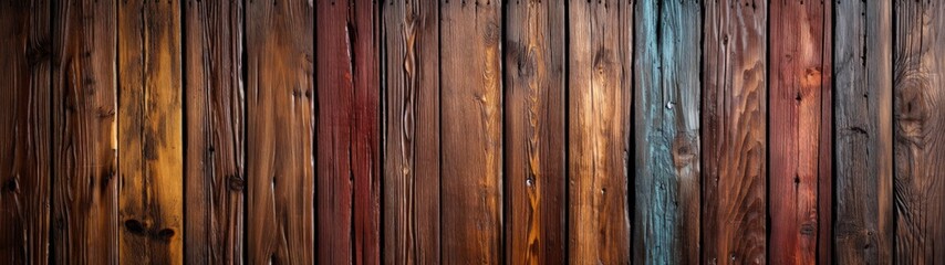 Vertical Wall with Multicolored Wooden Planks