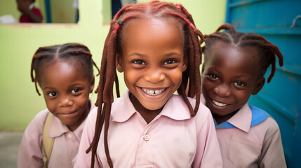 Smiling Haitian Girls at Orphanage, Joyful Moments