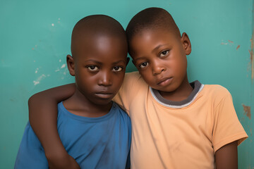 Bond Between Brothers, Haitian Orphanage Sibling Support - obrazy, fototapety, plakaty