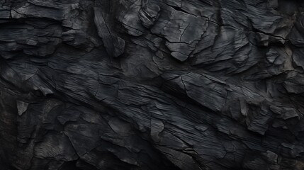 Rock black texture background. For design, close-up, rough texture. 16:9. No tile