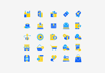  Icon Set for E-commerce Store & Delivery Services, promotion and shopping cart symbol vector EPS 10