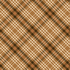 Diagonal Gingham Plaid Check Seamless Pattern in Black Brown Simple Tartan, Trendy Fashion Check Textures, Hipster Style Backgrounds. TimelessElegance