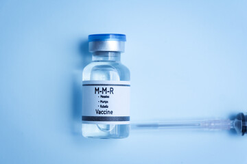 Measles, Mumps, Rubella vaccine in a vial, immunization and treatment of infection