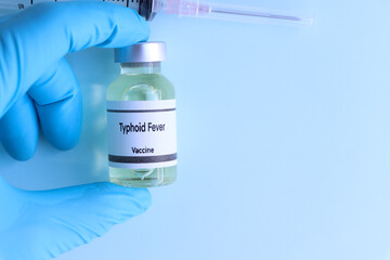 Typhoid Fever vaccine in a vial, immunization and treatment of infection