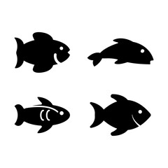 Fish icon silhouette design template isolated illustration