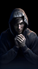 Angry and dangerous man in the dark - generated by generative ai