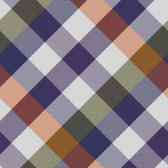 Diagonal Gingham Indigo Navy Blue and Orange Geometric Traditional Ethnic, Plaid Pattern