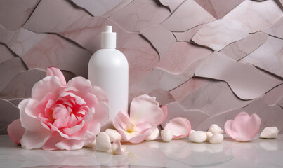 Fototapeta na wymiar beauty spa cream with flower petal decoration
