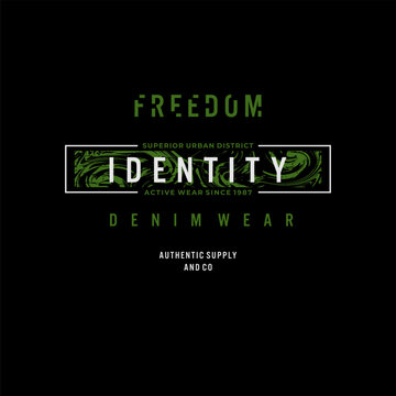 freedom identity,  Brooklyn, typography graphic design, for t-shirt prints,label,handtag,etc.
