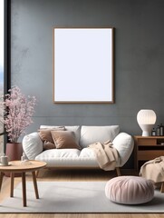 Modern Nordic style apartment with picture frame template