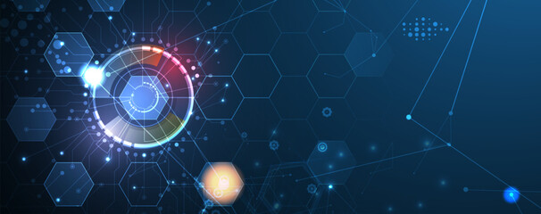 Obraz premium Technology Network Vector Background.. Science and technology presentation background. Big data connectivity software development wallpaper