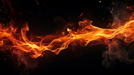 fire and spark border isolated on black background
