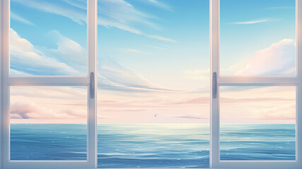 Landscape sea view background. view from window