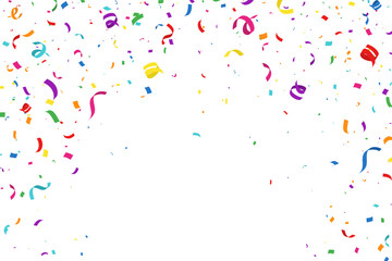 Strew festive colorful confetti on a white background isolated. Vector