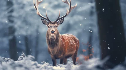Fototapeten deer in snow © Umar