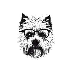 Cool Dog Eyeglasses Isolated, Funny West Highland White Terrier, AI Generative Illustration