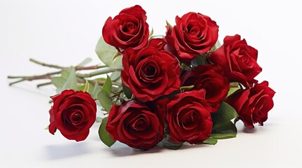 Red roses isolated on white background with copy space for your text.