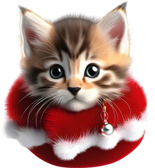 An image of a cute kitten with a Christmas theme 