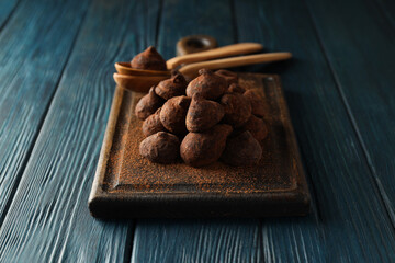 Chocolate truffles, concept of delicious sweet food