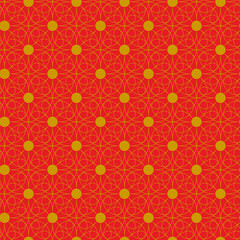 Geometric set of seamless red and gold patterns. Simpless vector graphics