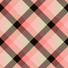 Plaid Seamless Pattern Diagonal gingham Black , Pink Colorful Scale, EPS10 Vector Graphic with Herringbone for autumn winter scarf, flannel shirt, other modern fashion textile print.