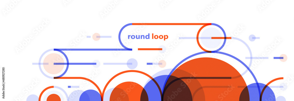 Poster geometric background with circles and lines vector art, abstract composition technical plan, flat mi