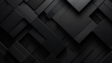 Black 3D cubes geometric abstract background. For design, pattern, minimalistic. 16:9 widescreen. No tile - obrazy, fototapety, plakaty