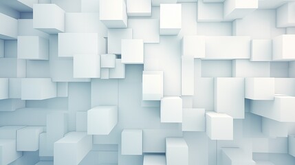 White 3D cubes geometric abstract background. For design, pattern, minimalistic. 16:9 widescreen. No tile