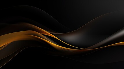 Black and yellow abstract waves background. For design, pattern, gradient, layers. 16:9 widescreen. No tile