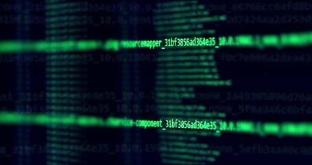 Software development and hacking concept. Close-up of computer screen - modern electronic technologies.  Search files process in big data array. Cyberattack. Ddos attack