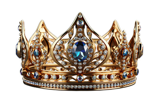 Gold crown isolated on a Transparent background. Generative AI