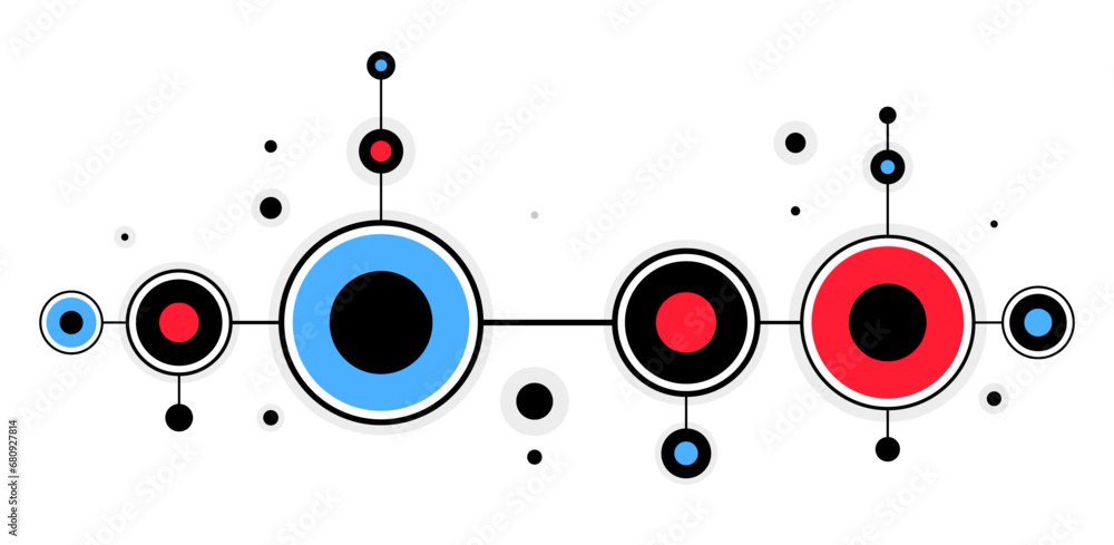 Poster abstract vector technology theme background with connected circles, geometric design linear connecti