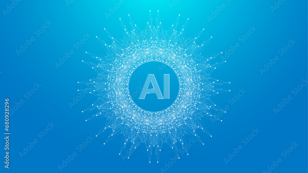 Aufkleber AI Generative Banner Concept In The Digital Style. Generative Ideas Design Element For Internet Technology. Futuristic Technology Concept Artificial Intelligence.