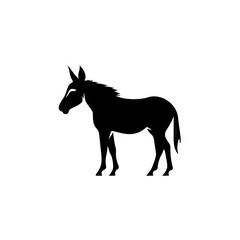 Donkey on white background AI generative illustration