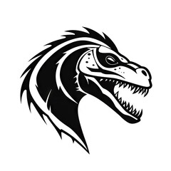 Dinosaur black icon on white background AI generative image
