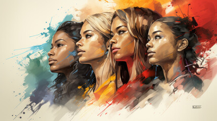 Athletic young woman, volleyball player team. Contemporary art collage. Concept of sport, active and healthy lifestyle, inspiration and creativity.