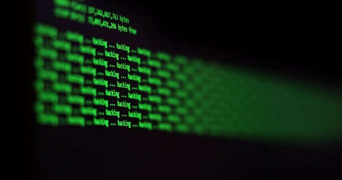 Cyber attack - Ddos attack, hacking concept. Close-up of computer screen. Modern electronic technologies.  Search files process in big data array