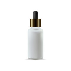A dropper bottle with a mock-up of a brown lid is isolated on a white background.