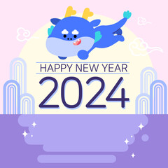 Fototapeta premium 2024 NEW YEAR with Blue Dragon