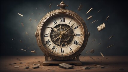 Concept of passing away, the clock breaks down