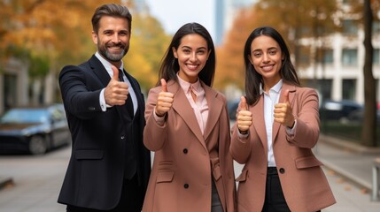 Business team giving pose